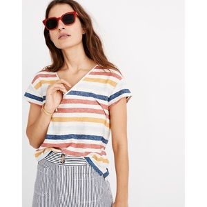 Madewell Skyline V Neck Short Sleeve T Jay Stripe